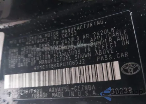 2023 Toyota Camry Le z USA, uszkodzony, nr VIN 4T1C11BK6PU106532